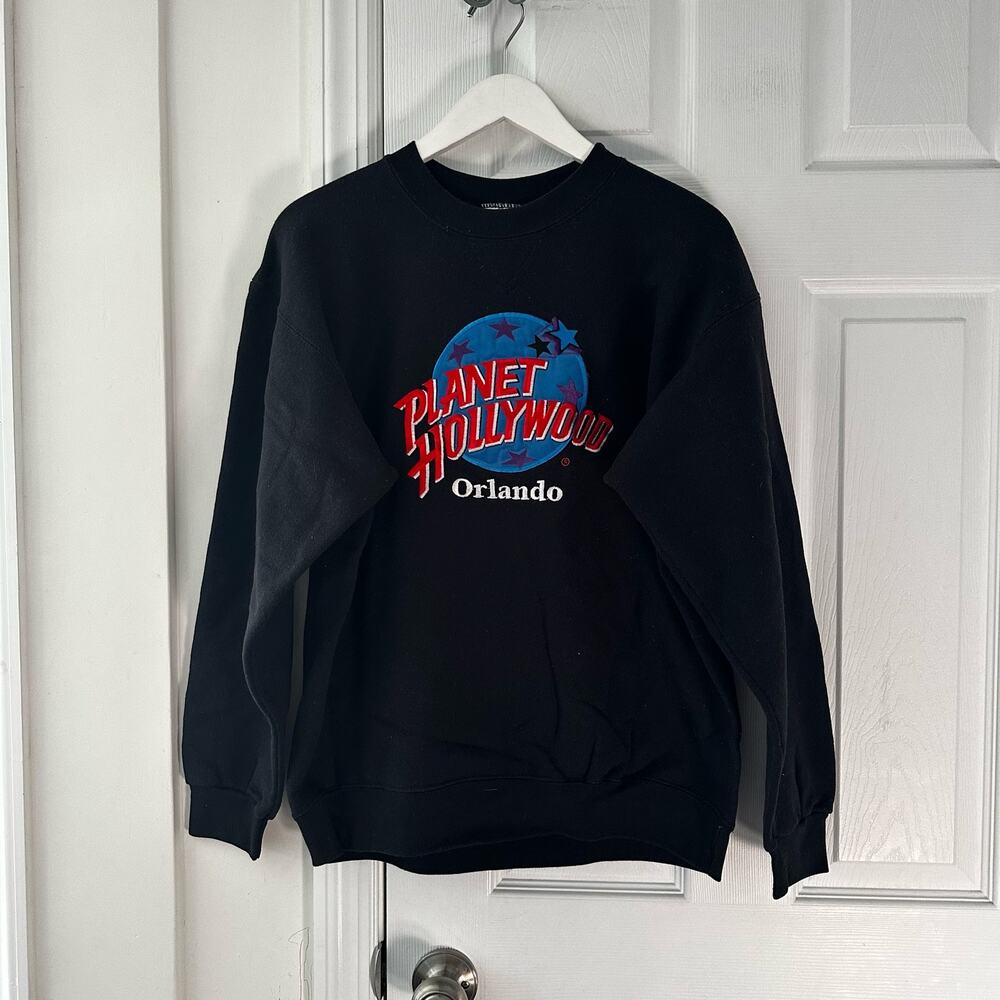 Planet Hollywood Orlando Black Crew Neck Embroidered Logo Vintage Sweatshirt